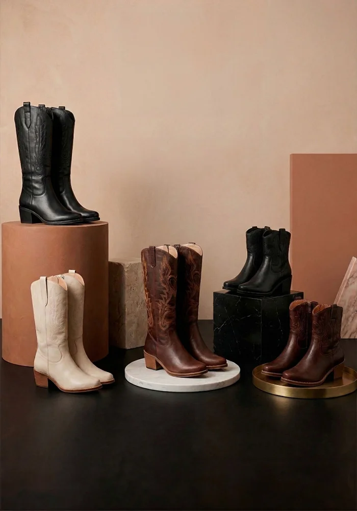 Botas texanas en cuero para mujer