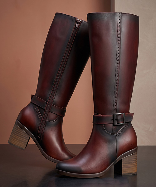 Botas caña alta taxco color coñac para mujer