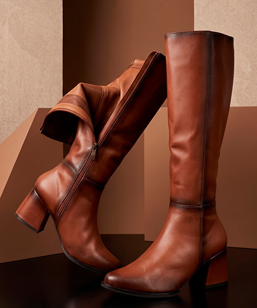 Botas caña alta Zarita color coñac para mujer