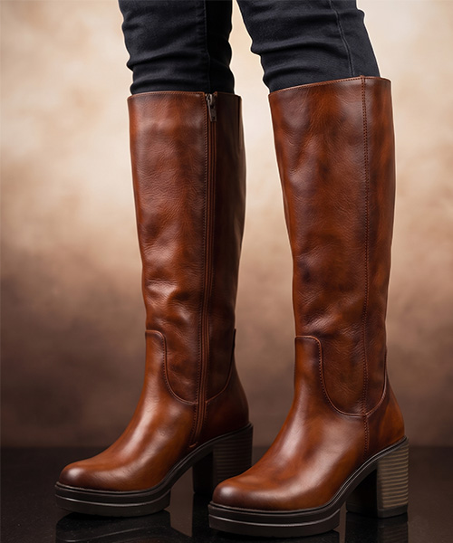 Botas caña alta Zurich color miel para mujer