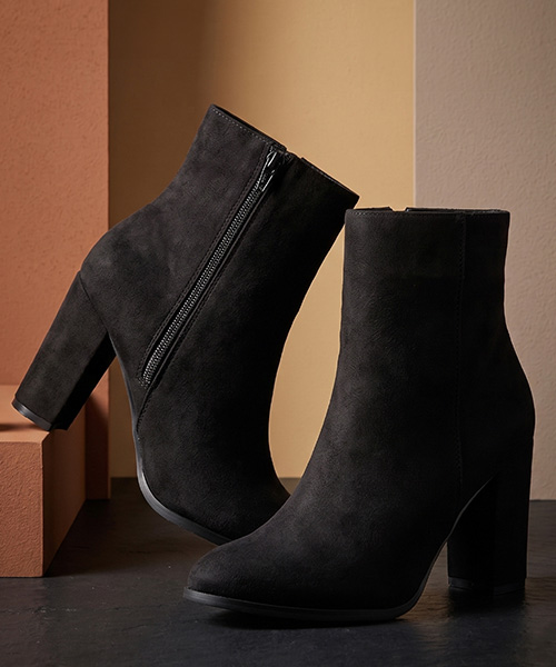 Botines Amelia gamuza color negro para mujer