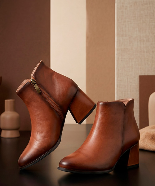 Botines Bostón color coñac para mujer