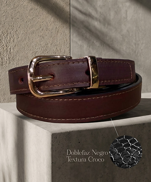 Correa Eli con textura en croco color coñac para mujer