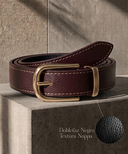 Correa Samy con textura en nappa color vino tinto para mujer